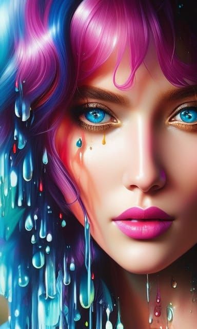 Colorful Melting Beauty in Hyperrealistic Digital Art