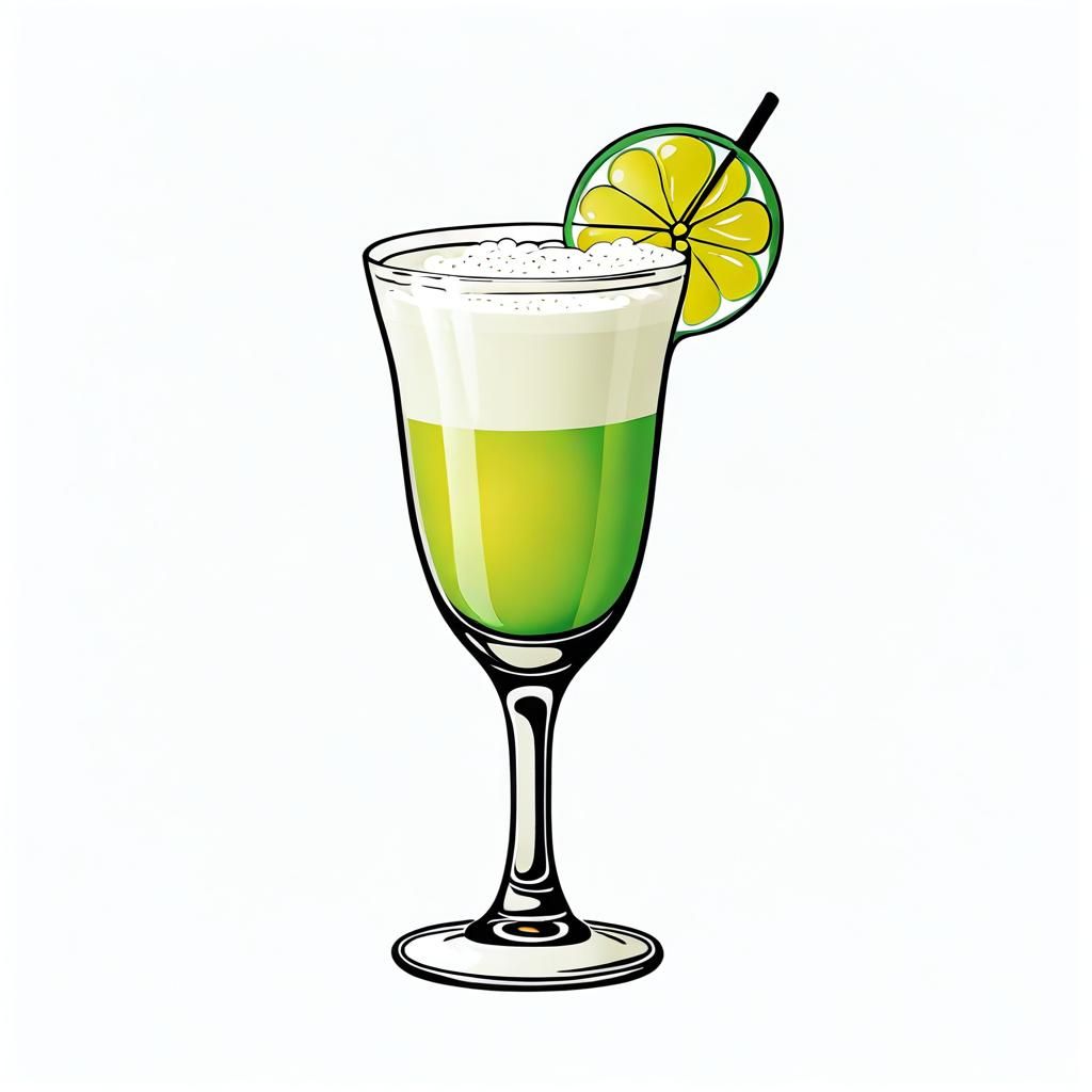 Foamy Pisco Sour Cocktail Clipart Illustration