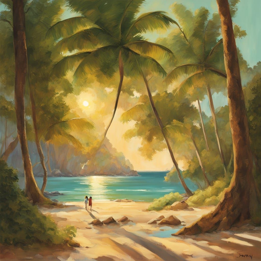 Tropical Beach Mirrored Reflection: Hyperrealistic Concept A...