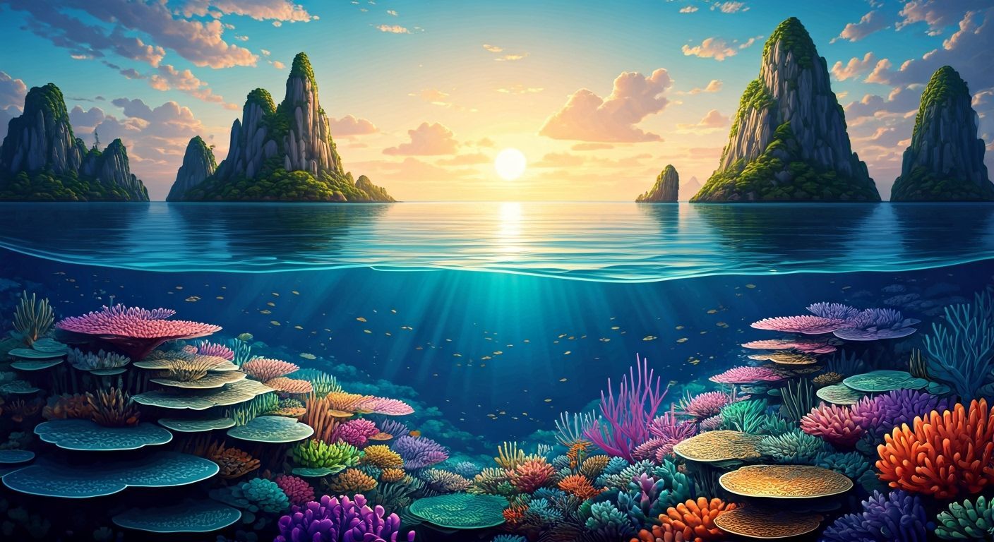 Serene Tropical Island Paradise at Golden Hour