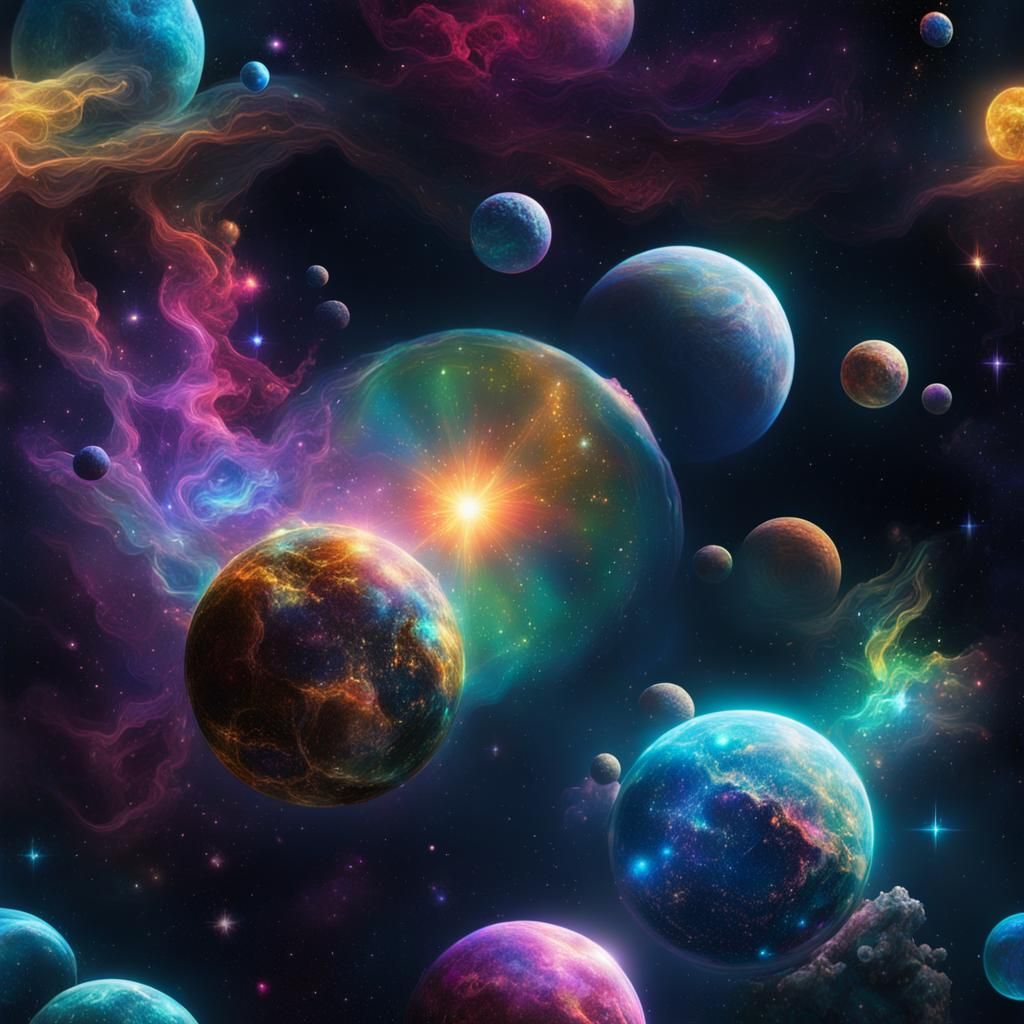 Iridescent Nebulas in Hyperrealism with Dynamic Lighting