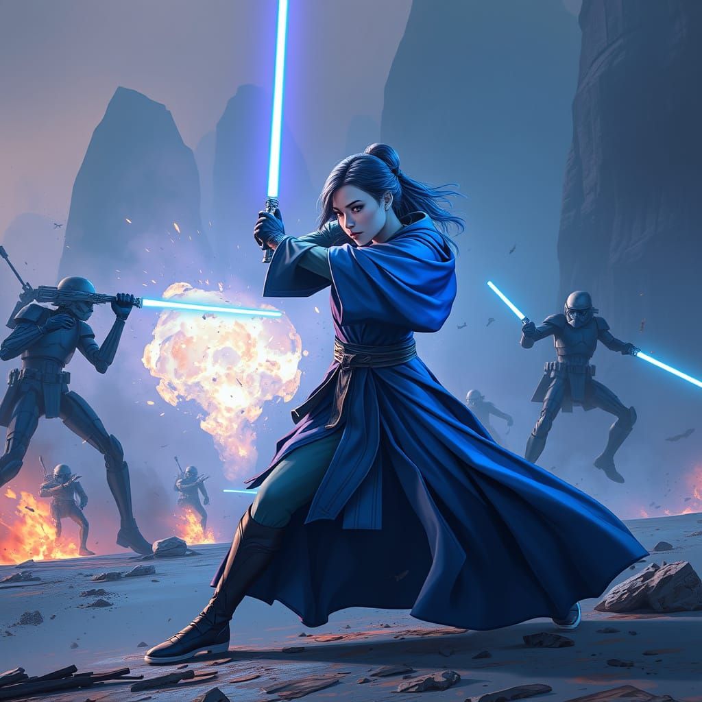 Jedi Defends Kashyyyk in Anime Style