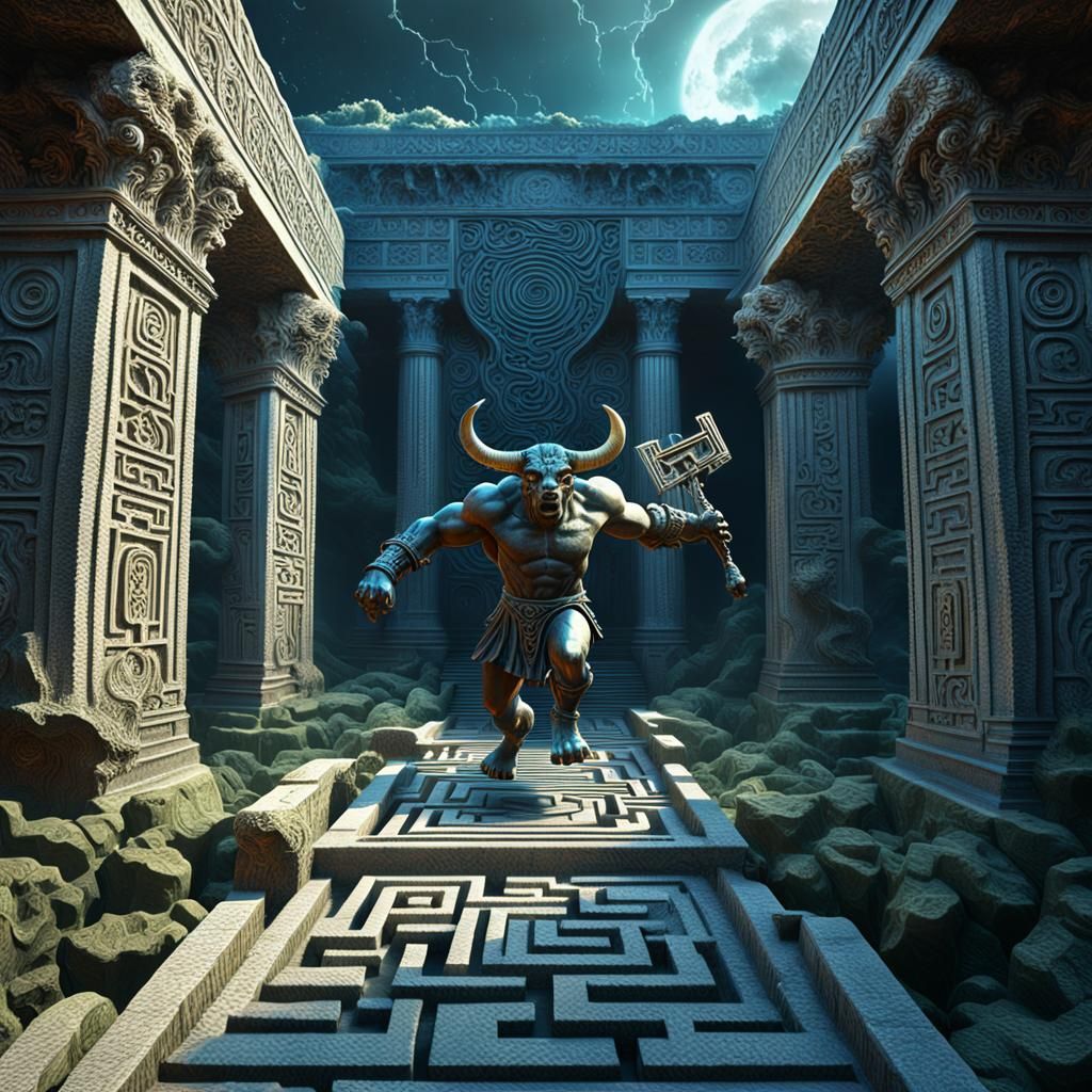 Minotaur's Rage: Ancient Greece in Fractal Art