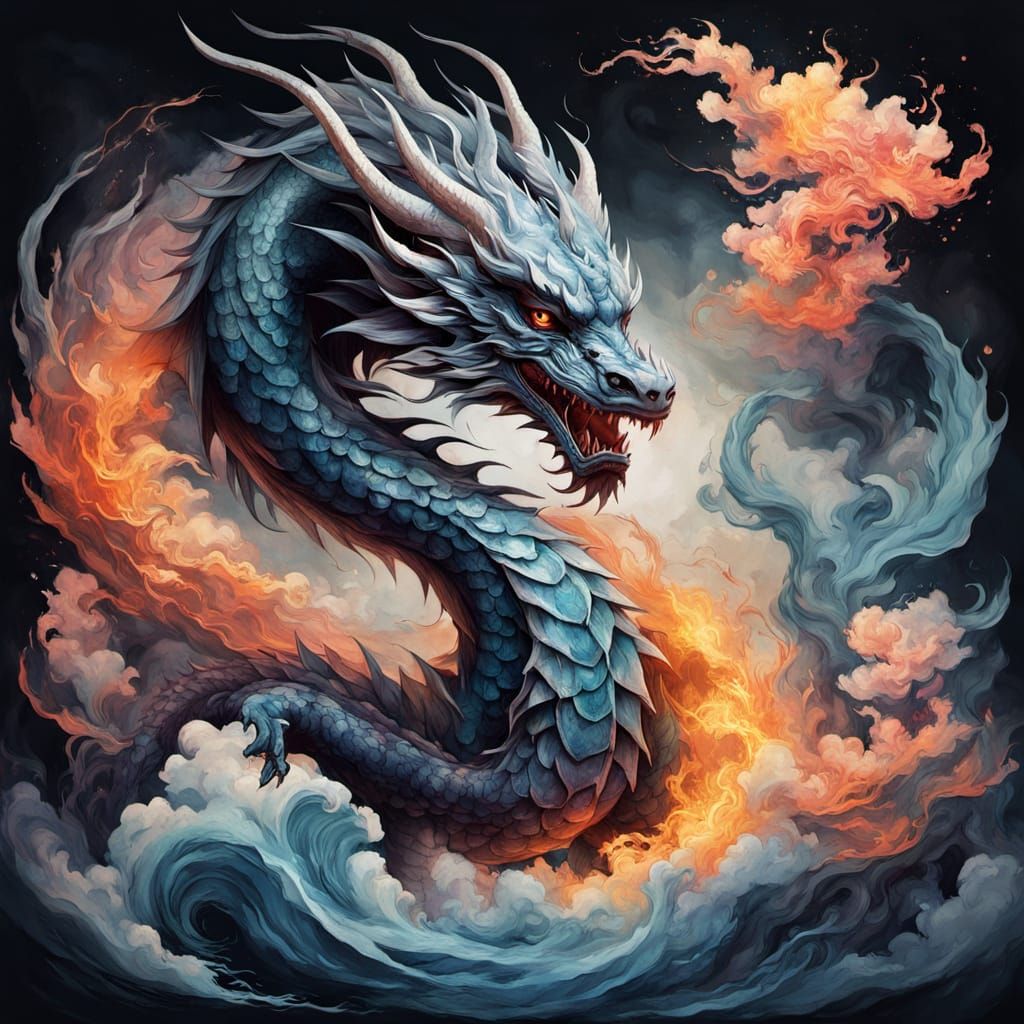 Oriental Dragon Metamorphosis in Ethereal Fantasy Style