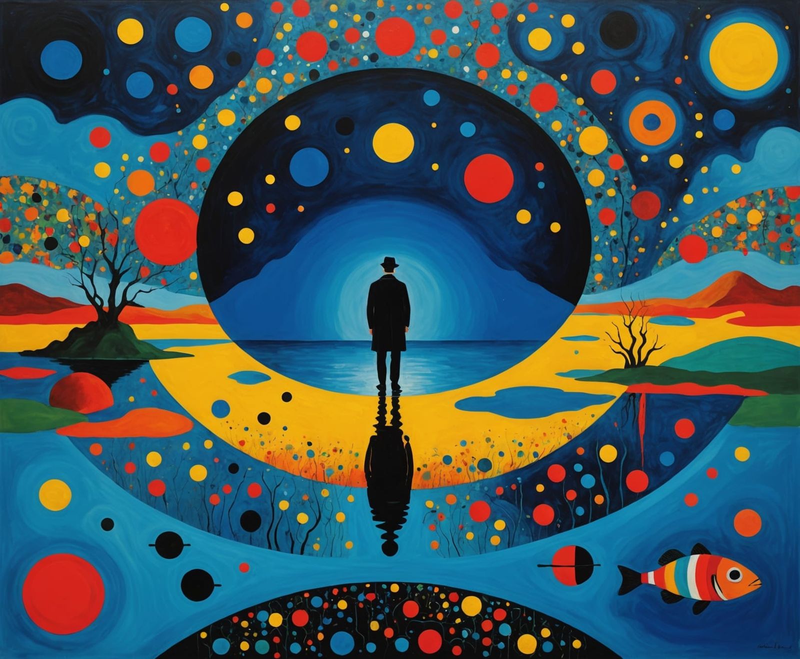 Surreal Metaphysical Portrait in a Lake Landscape