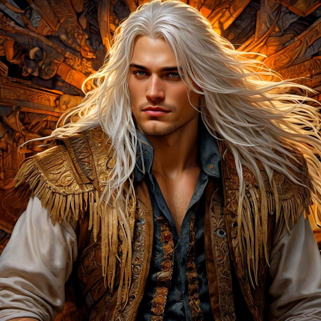 Comic Book Art of a Young Man with White Hair