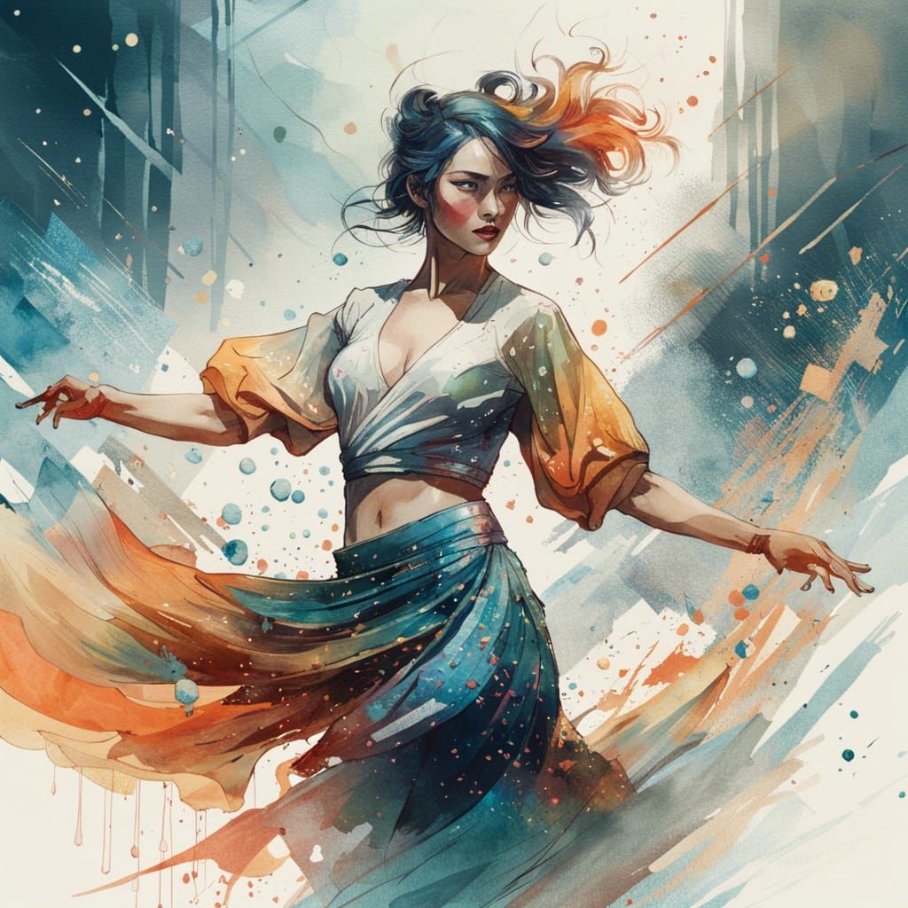 Water Dancer in Detailed Digital Art Style