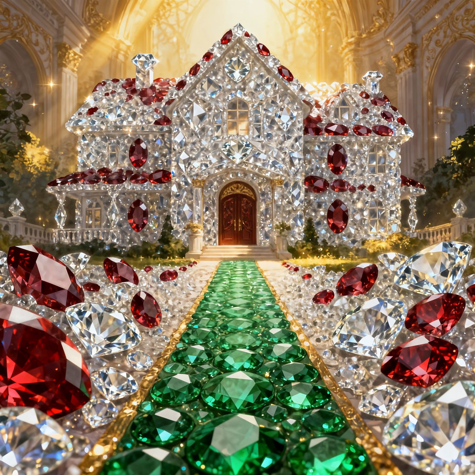 Stately Diamond and Ruby House with Emerald Walkway