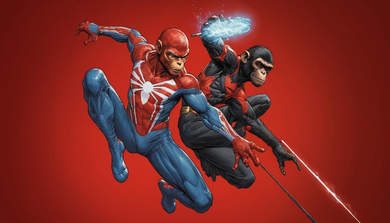 Striking Black Monkey in Comic Book Style