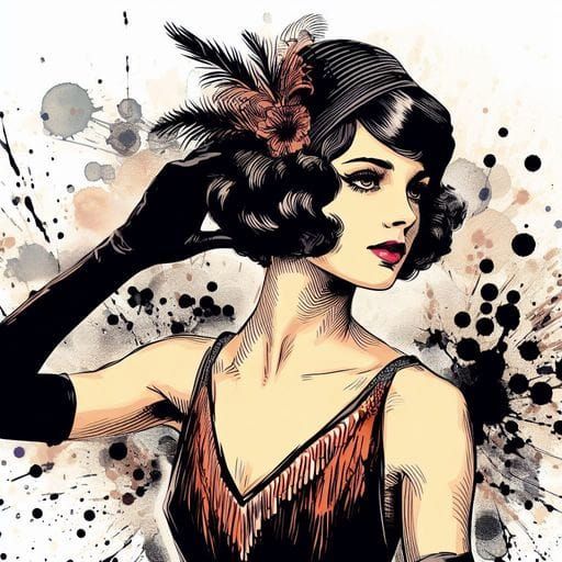 Vintage French Flapper in Royo Splash Art Style