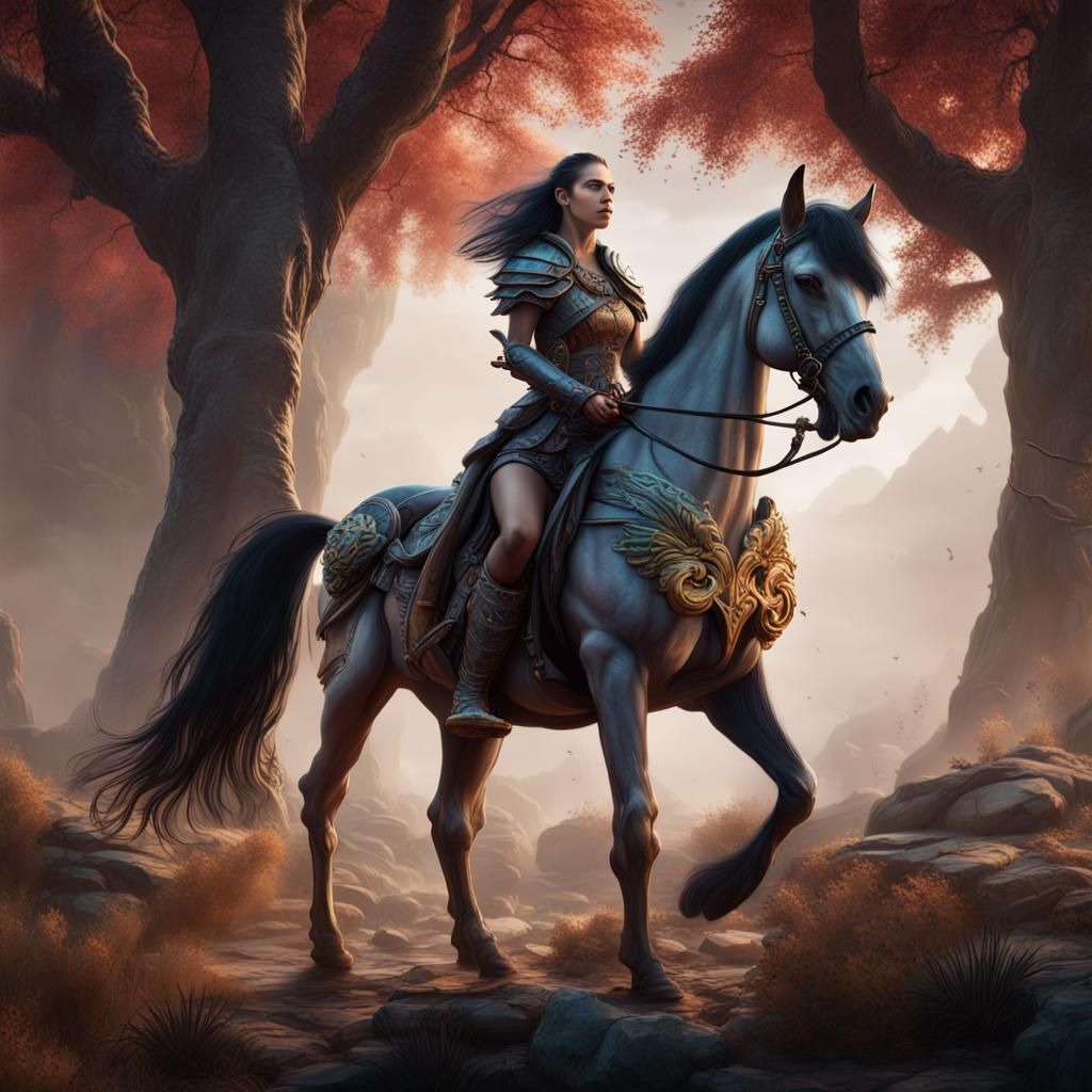 15th Century Woman Warrior on Horseback