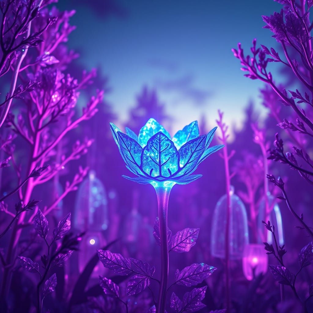 Ethereal Amethyst Forest Scene in Hyper-Realistic Style