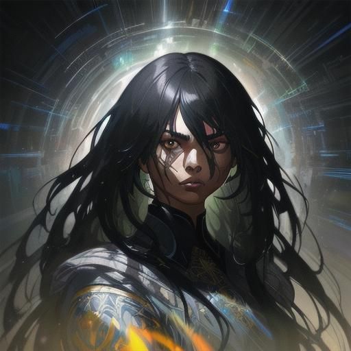 Striking Portrait of Woman with Long Hair