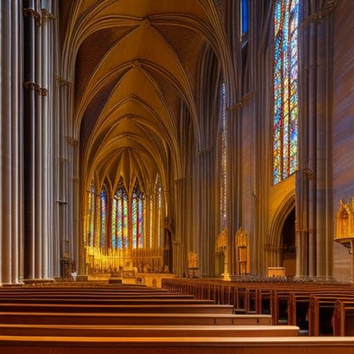 The Great Cathedral Stained Glass Window as Oil Painting