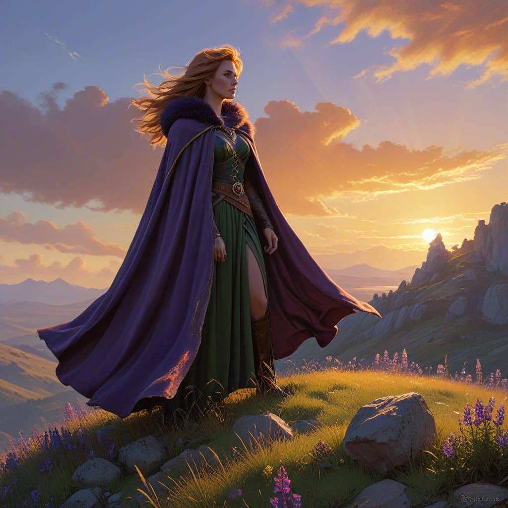 Female Hircine on Hilltop at Golden Hour