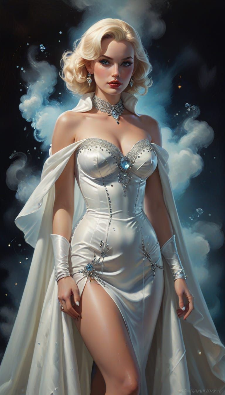 Emma Frost Portrait in Oily Pinup Style