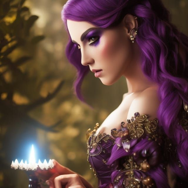 Brooding Necromancer Conjuring Undead in Photorealistic Port...