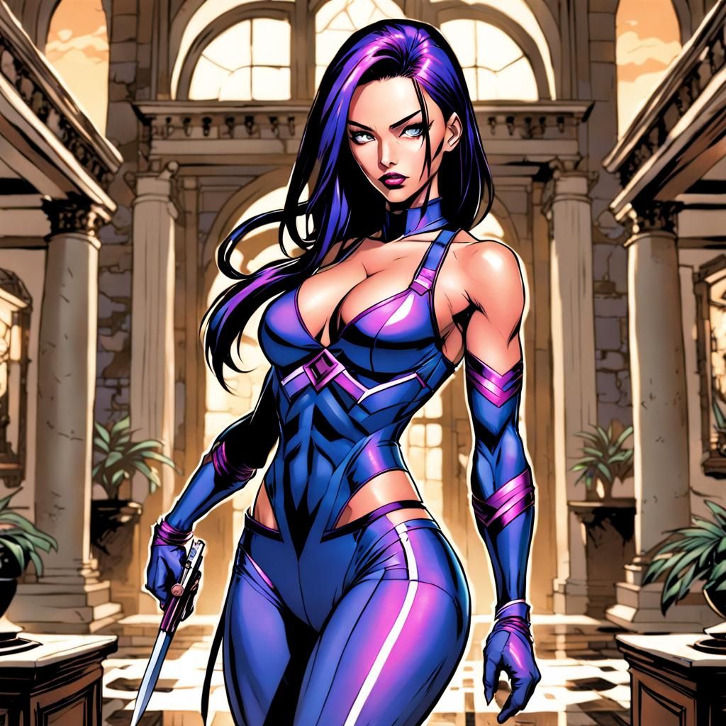 Psylocke in X-Mansion Comic Book Art