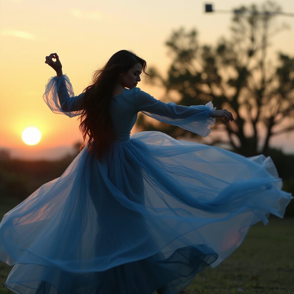 Ethereal Sunrise Goddess in Radiant Blue