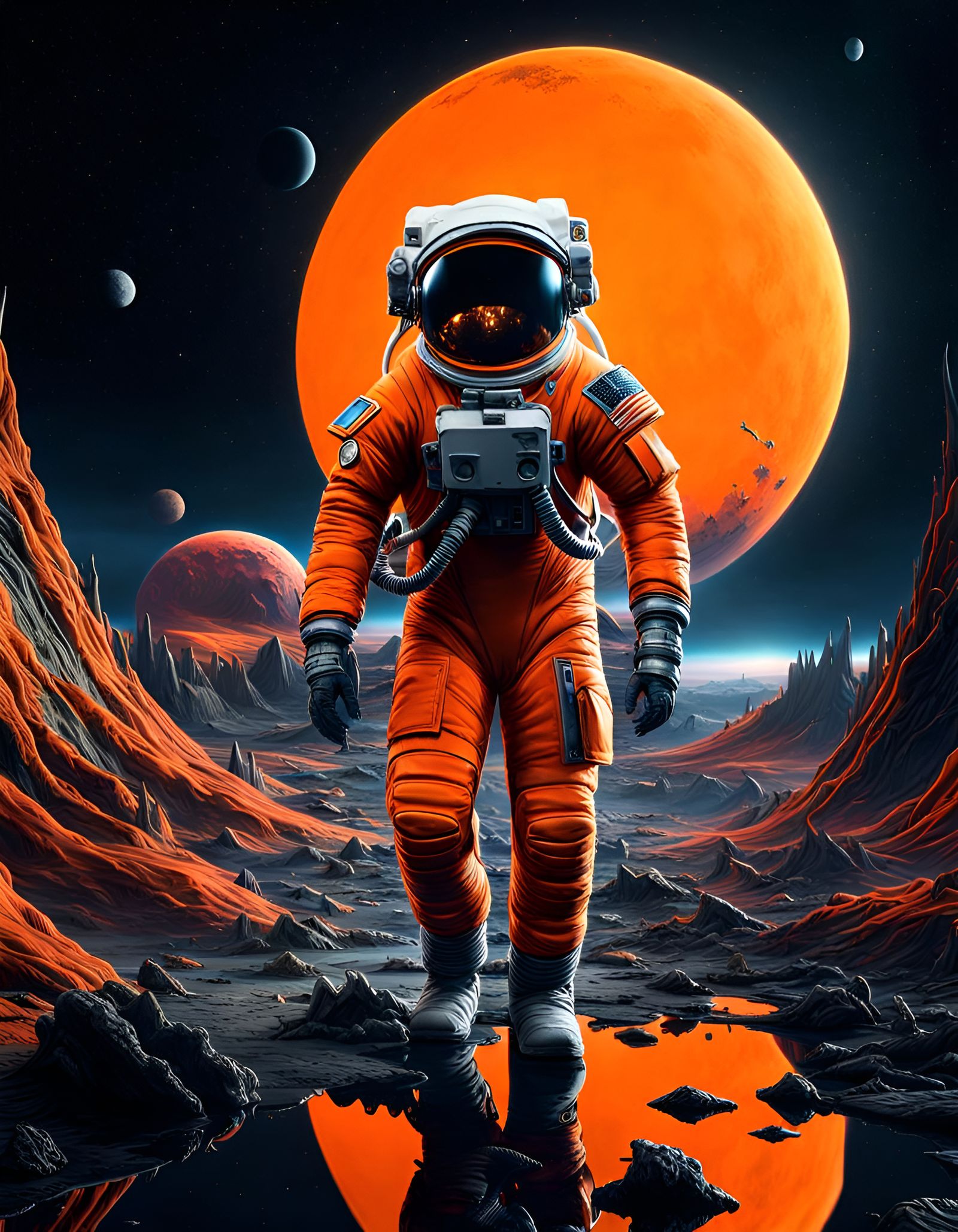 Astronaut on Alien Planet in Eerie HDR Landscape