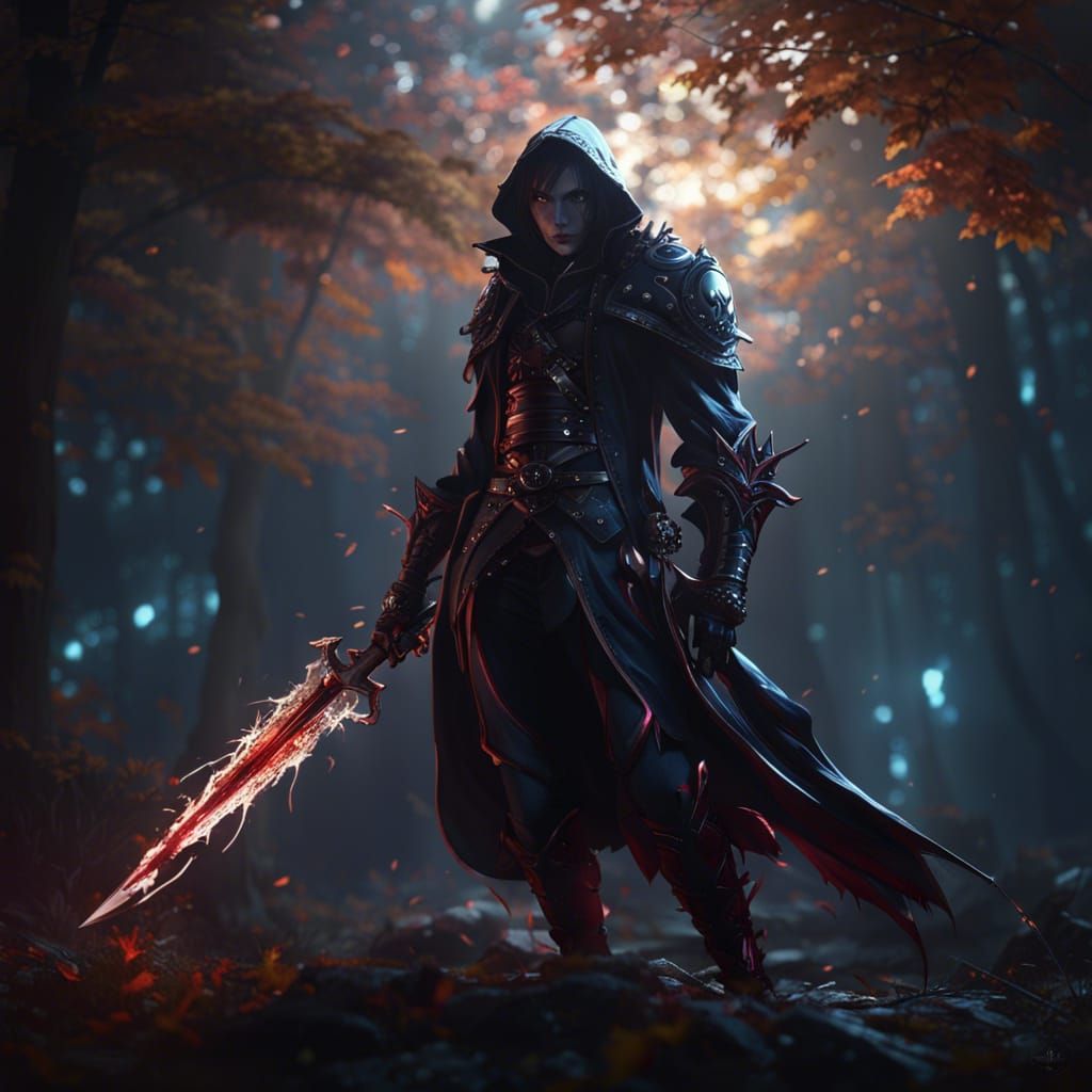 Anime Vampire Hunter with Saber and Aura