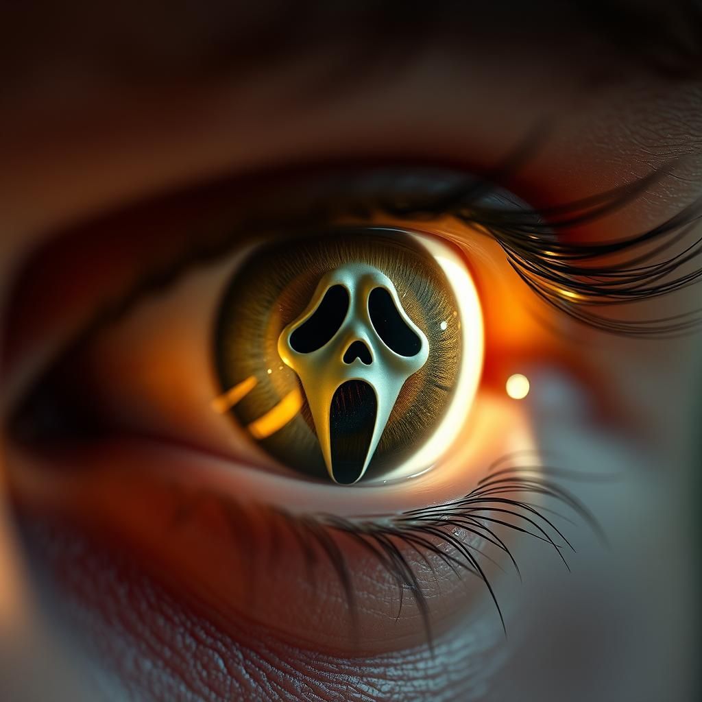 Hyperrealistic Eye Reflecting Ghostface Mask