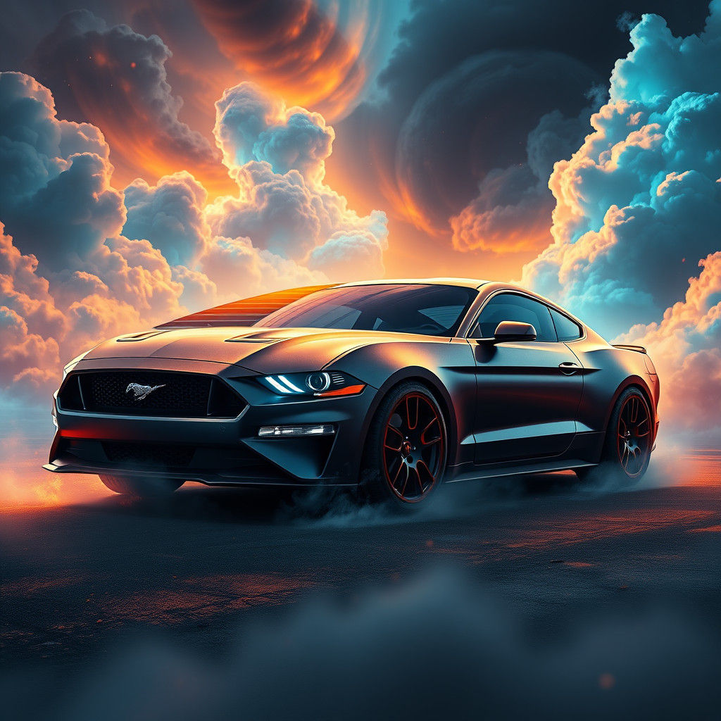 Ethereal Mustang GT in a Dreamworld Landscape
