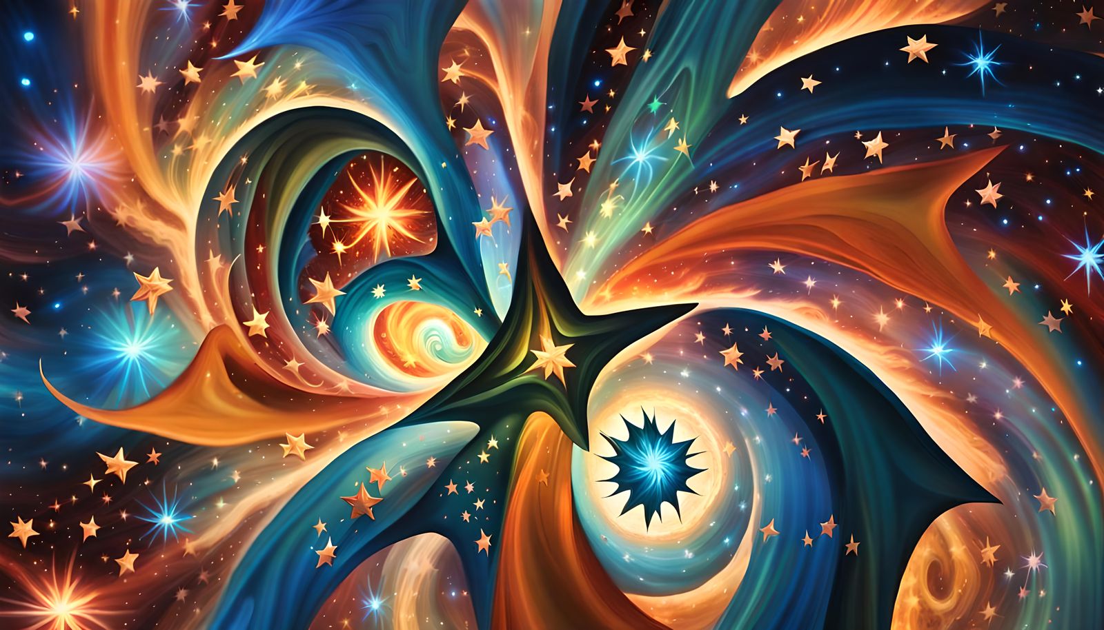 Star Formation Cluster with Swirling Plasma, Impasto Style