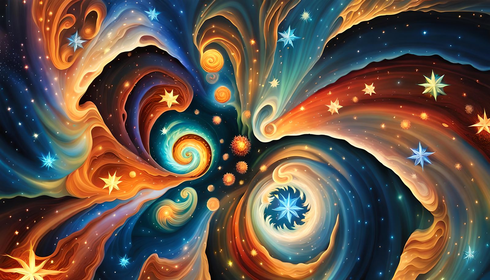 Star Formation Cluster with Plasma in Impasto Style