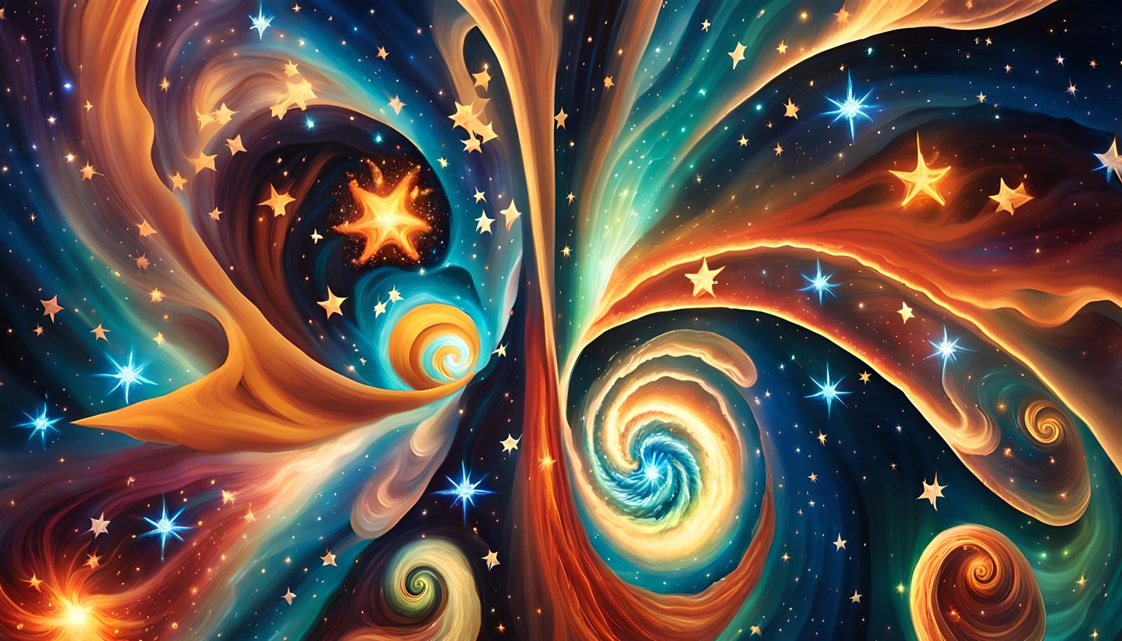 Glowing Star Cluster Formation as Impasto Oil Painting