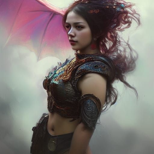 Dragon Hunter in Dark Fantasy Style