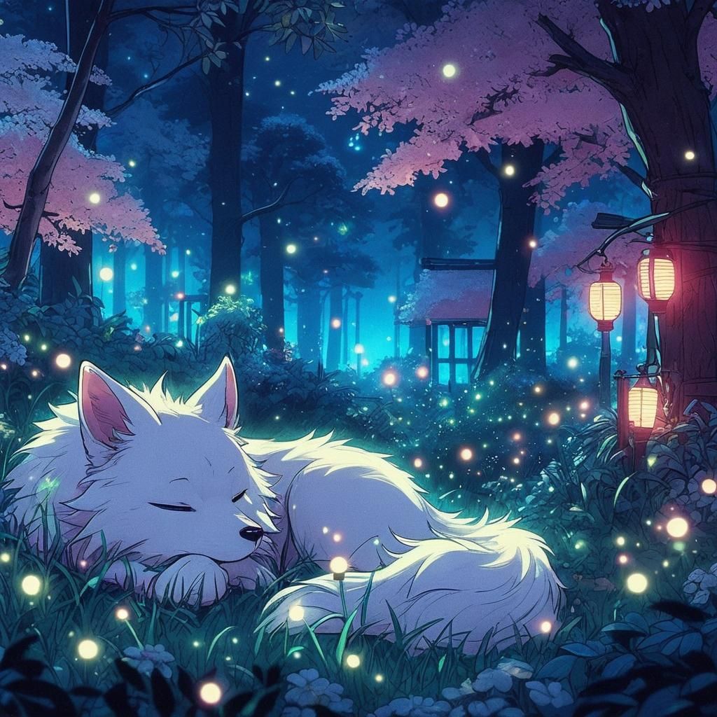 Kitsune's Firefly Dream: High Detail 4K Image