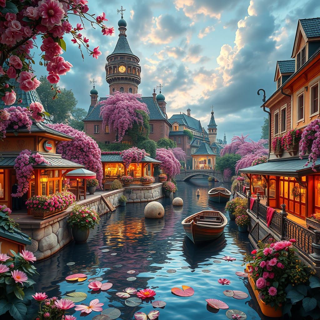 Ethereal Fantasy Canal in Vibrant Color