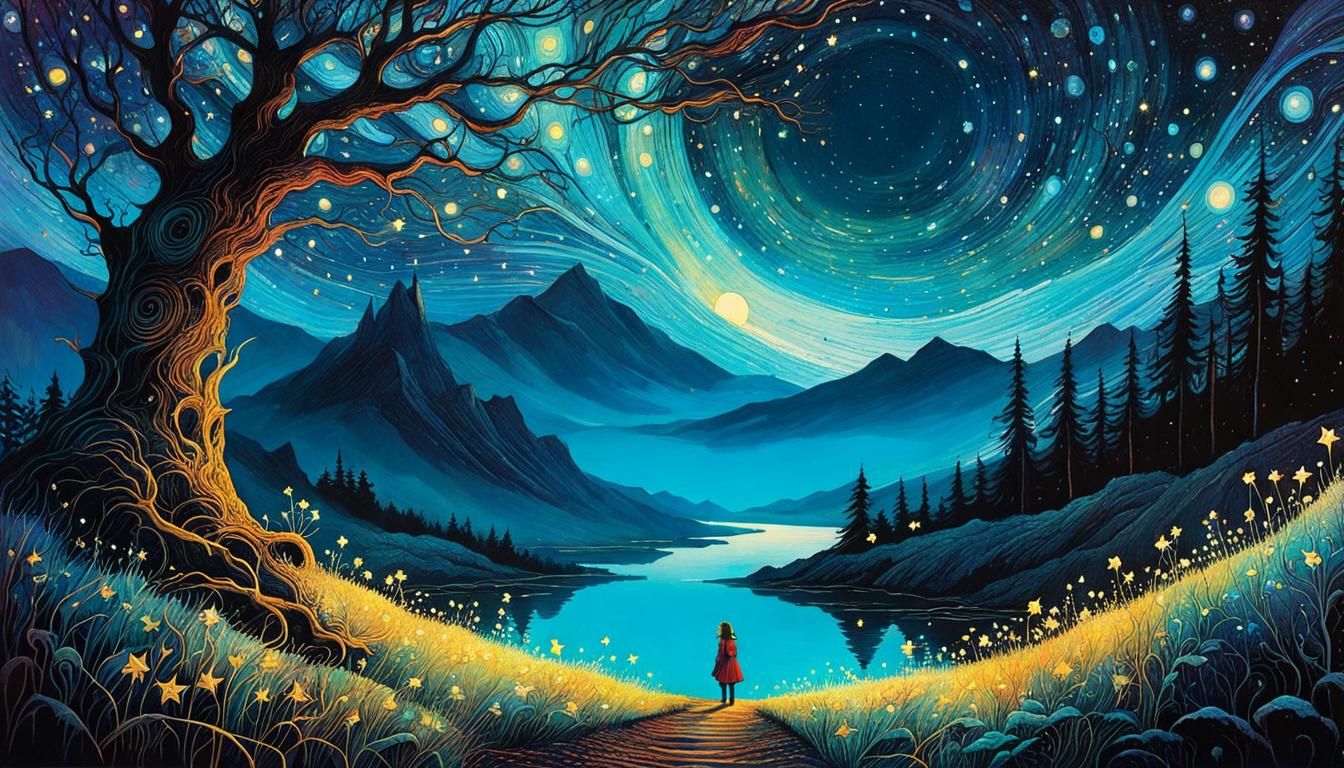Vibrant Starry Night Sky Illustration