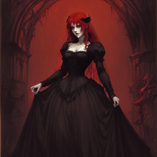 Vampire bride in black