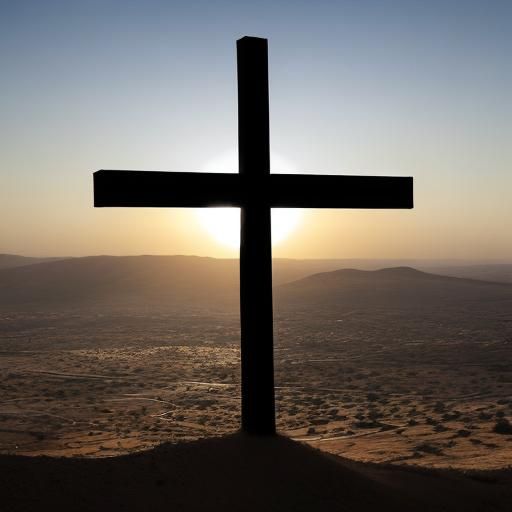 Silhouette of Cross Over the Land of Israel