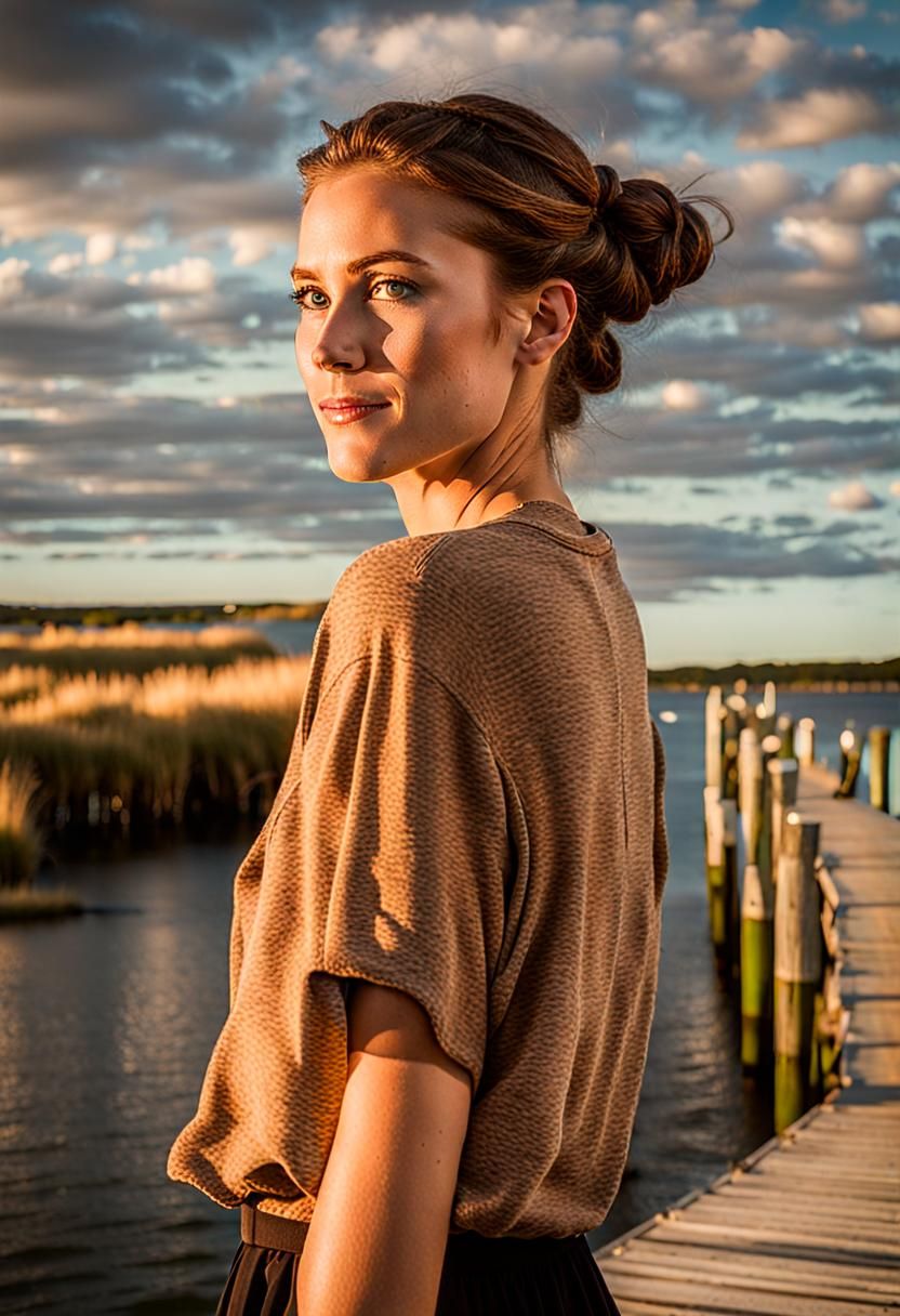 Woman on Dock, Fort Morgan Virginia