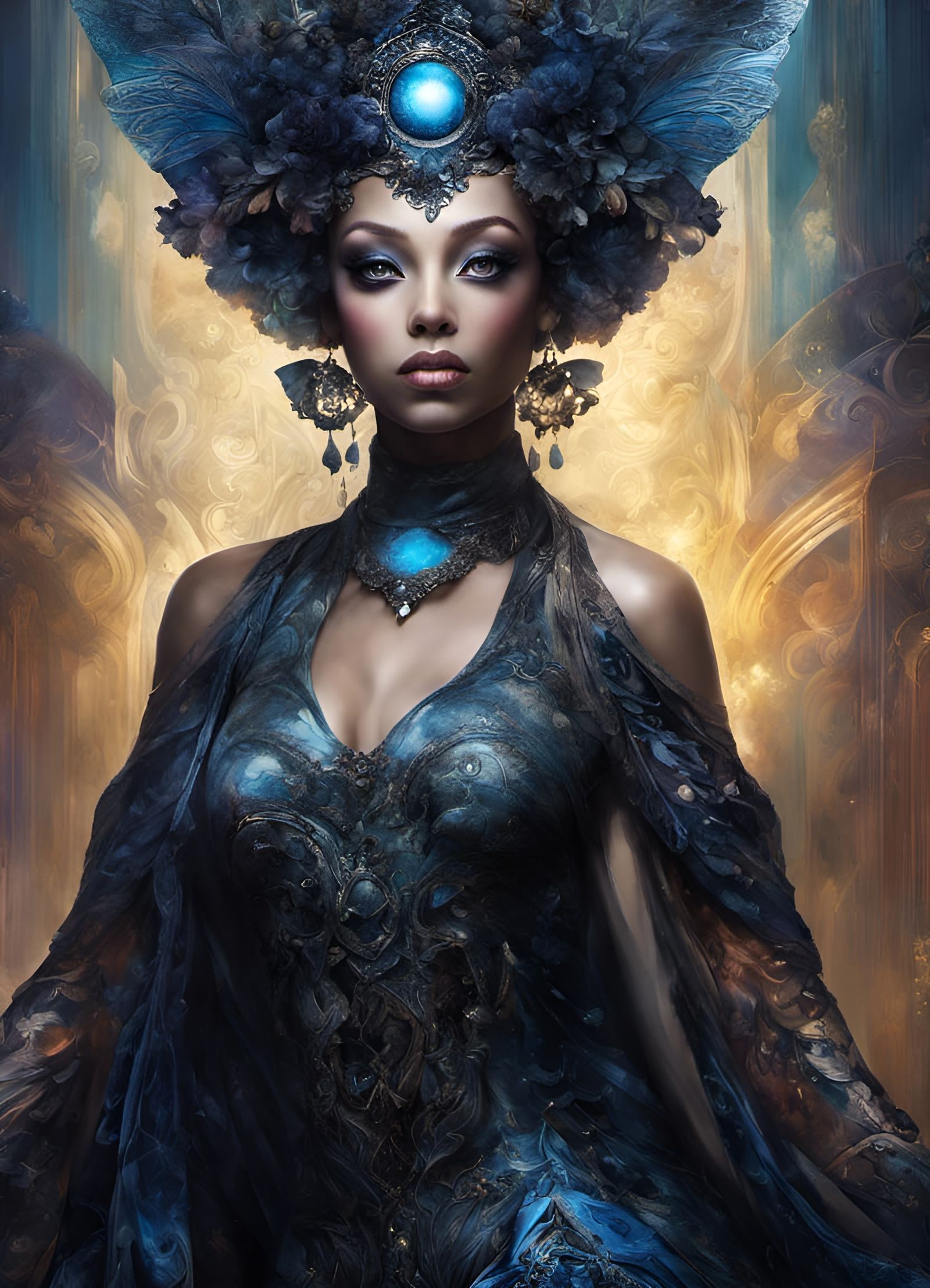 Shadow Goddess Portrait in Digital Painting Style