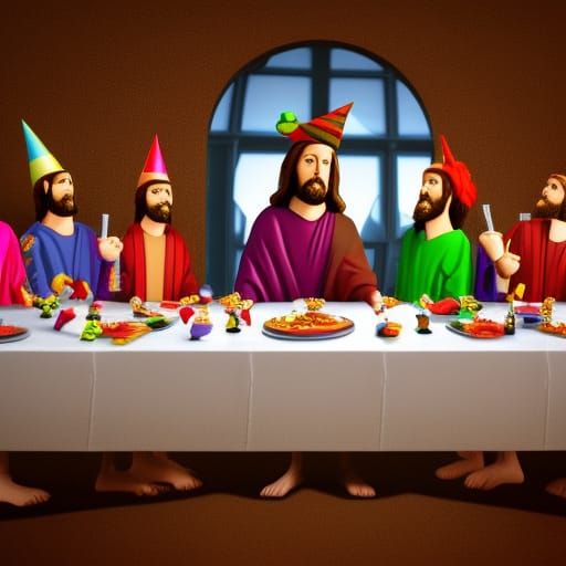 Futuristic Last Supper Birthday Party in 8K