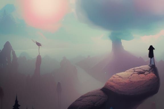 Ethereal Landscape: Man Talking to God