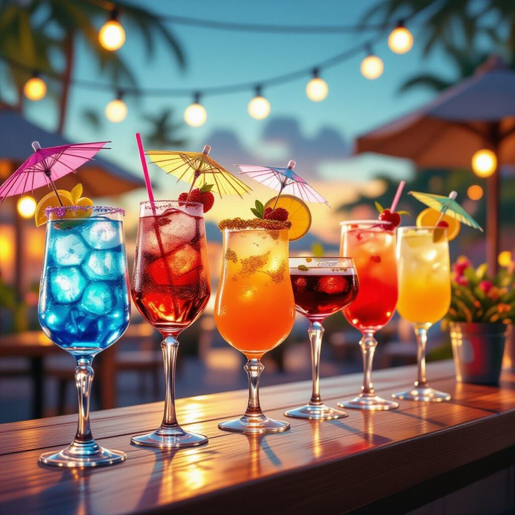 Surreal Cocktails in Whimsical Art Style