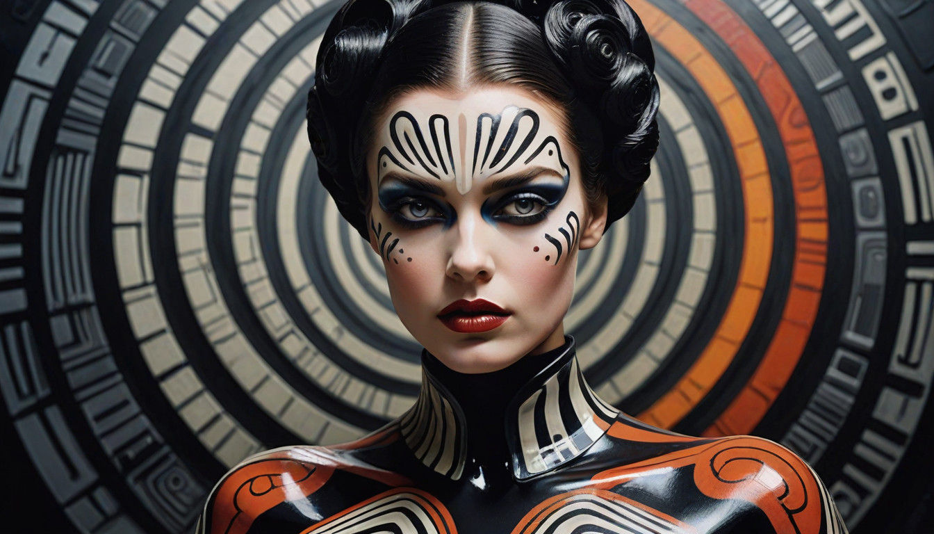 Ethereal Avant-Garde Goddess in Vibrant, Retro-Modern Splend...