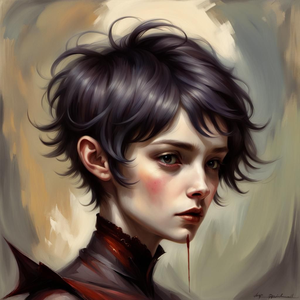 Vibrant Vampire Portrait in Hyperrealistic Style