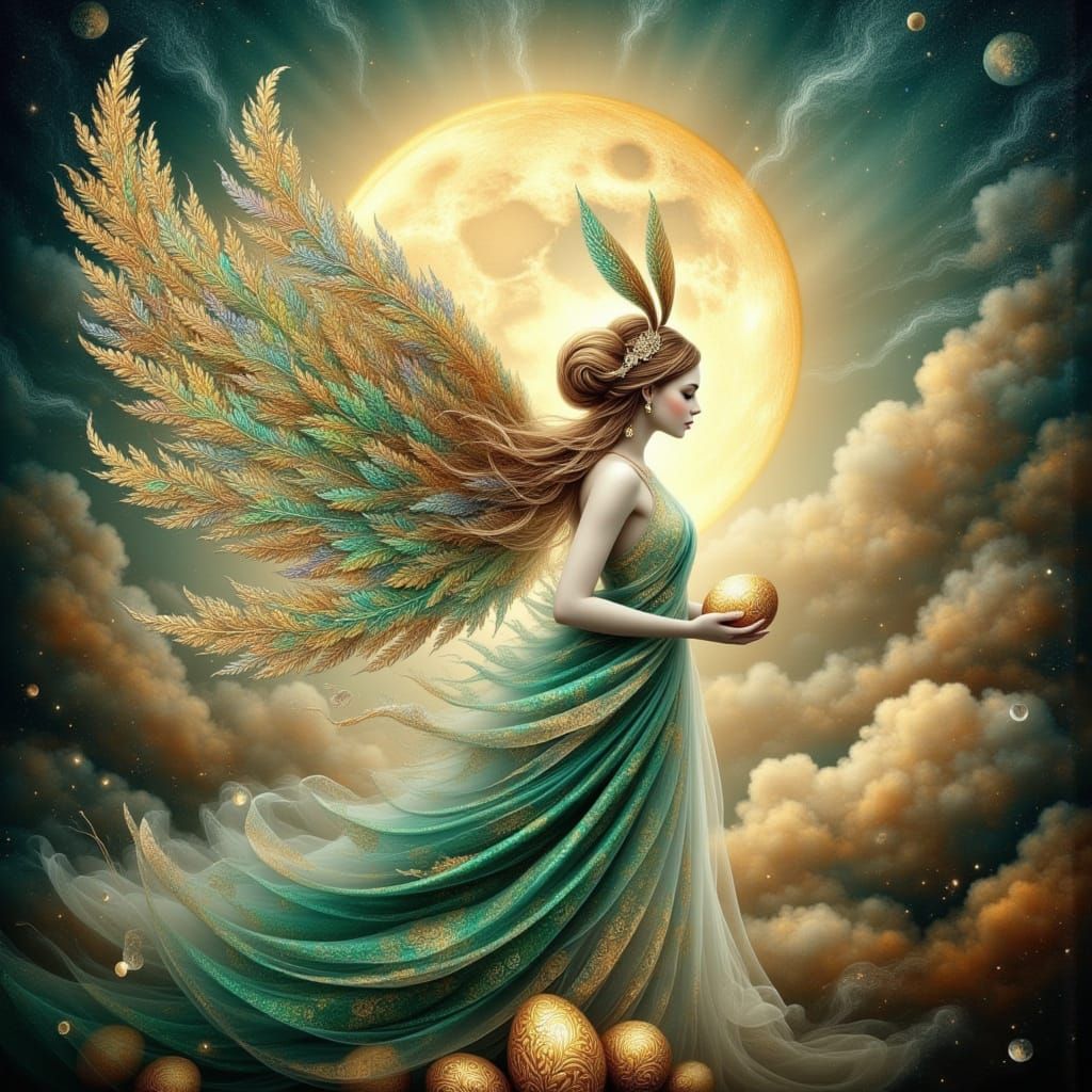 Surreal Easter Bunny Angel in Thai Aesthetic