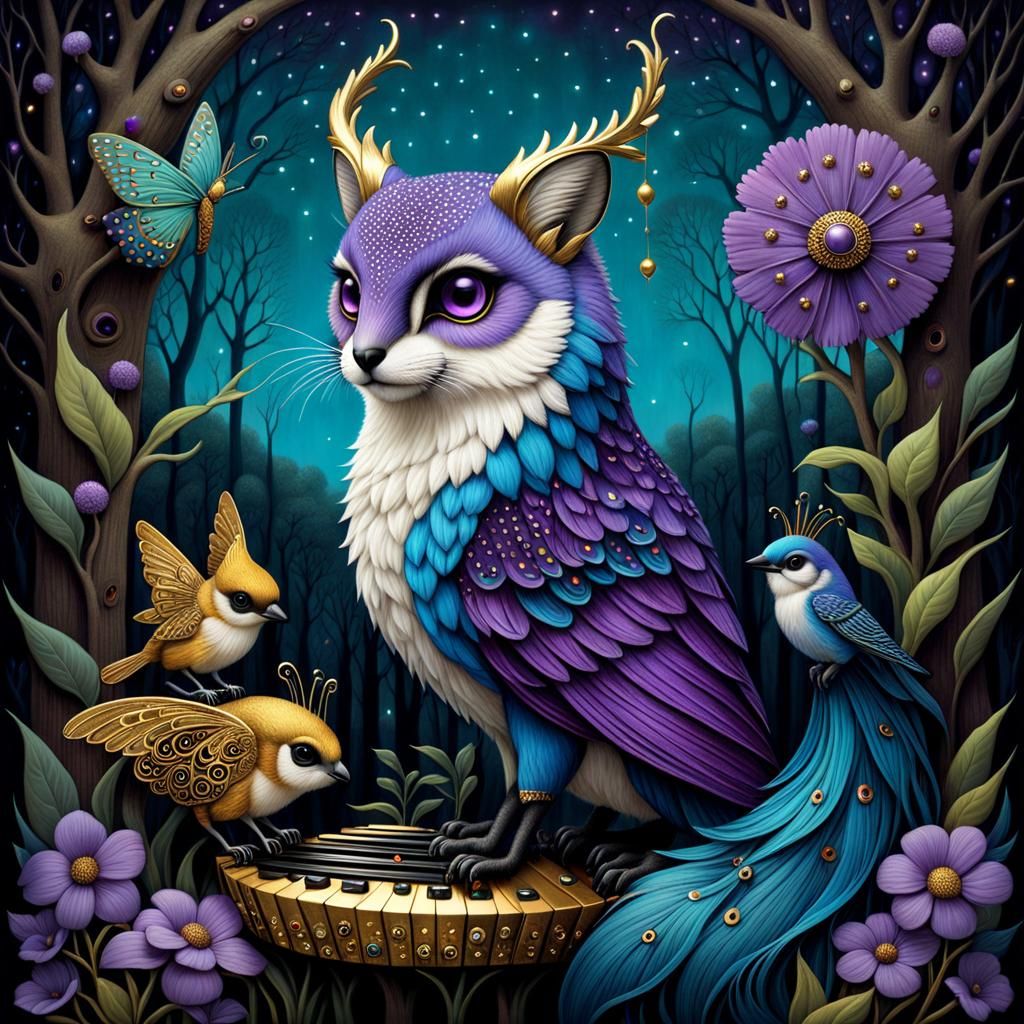 Adorable Furry Creature in Surreal Expressionist Style