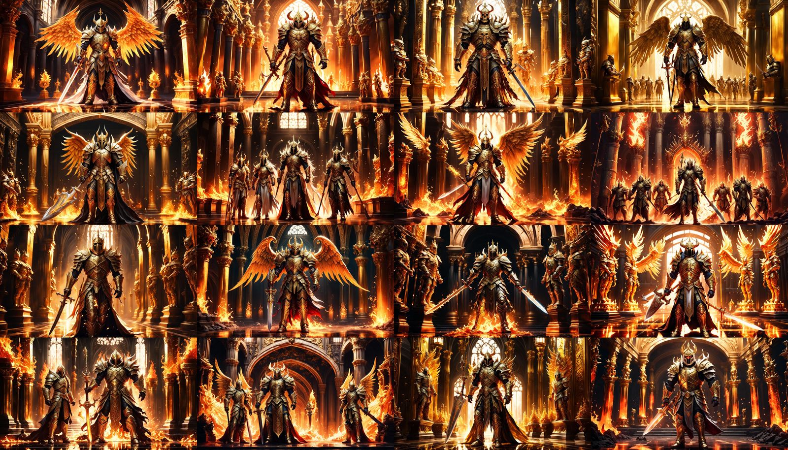 Twin God Knight Mage in a Gothic Hallway