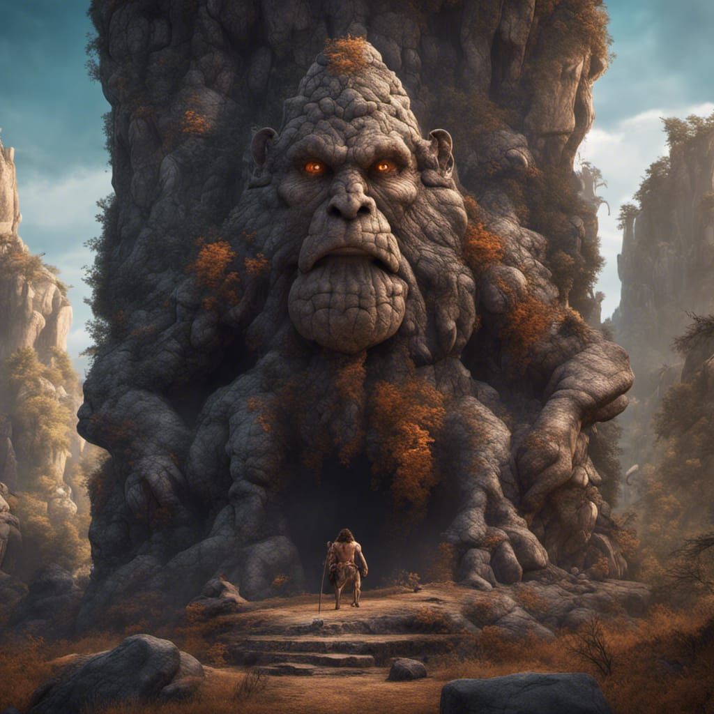 Detailed Matte Painting of a Caveman