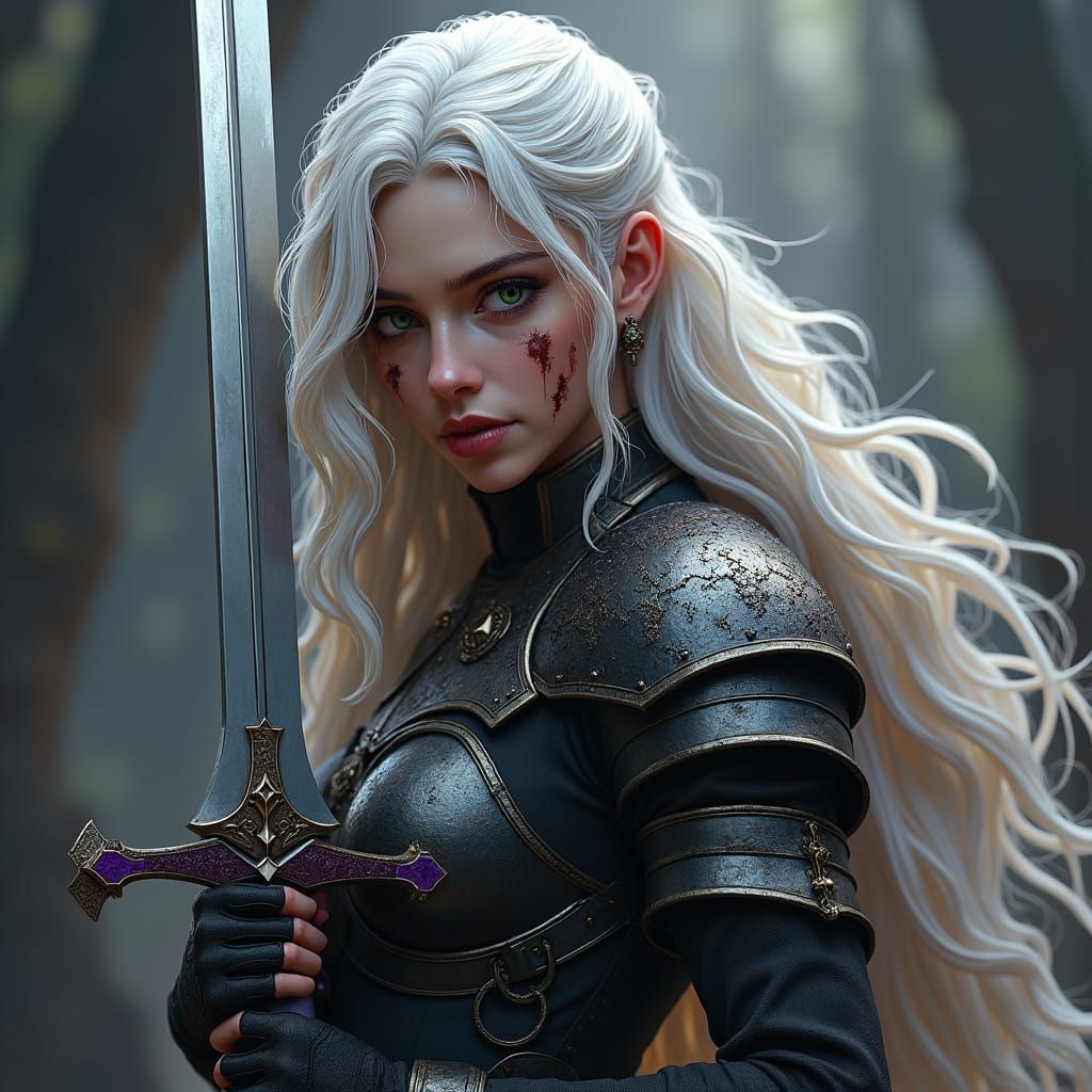 Cirilla Ready for Battle in Hyper-Realistic Style