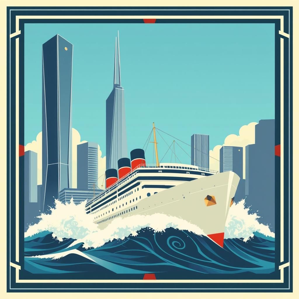 Art Deco Futuristic Oil Painting