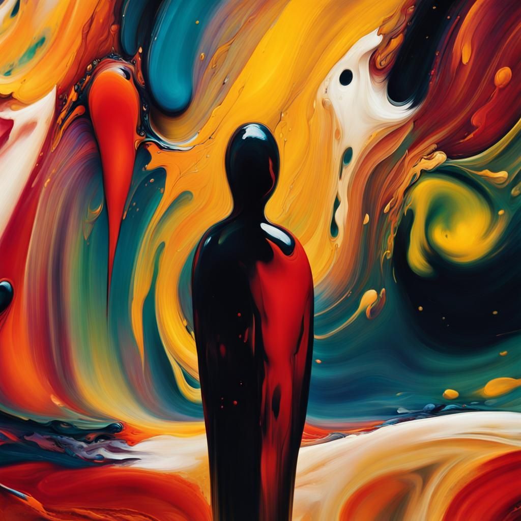 Abstract Expressionism Close-Up with Swirling Colors